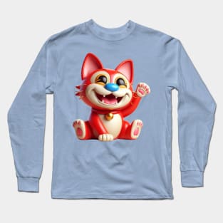 Stimpy Maneki Neko Lucky Cat Long Sleeve T-Shirt